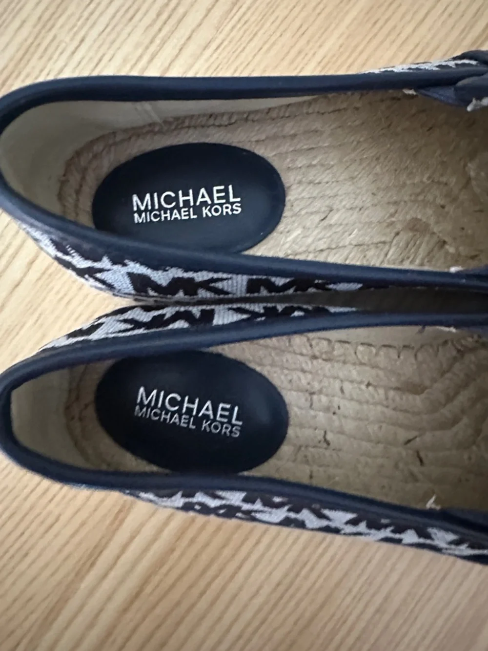 Michael Kors Navy and Cream MK Logo Espadrilles